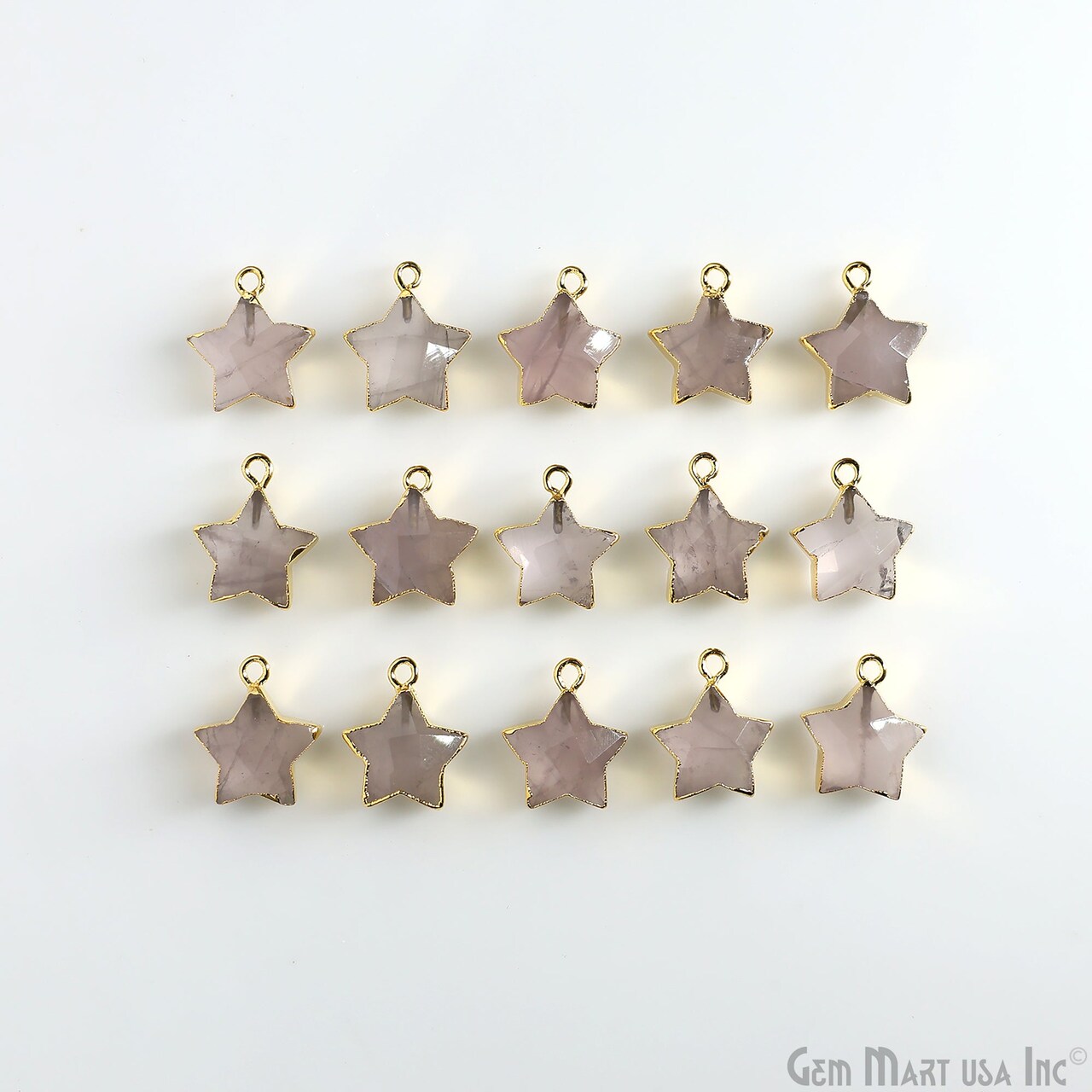 Star Gemstone Connector, Gold Electroplated Natural Gem, Single Bail DIY Jewelry Pendant, 16X14mm, GemMartUSA (50045)